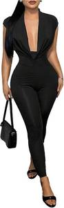 lot 26706 image: Milumia Womens Cowl Neck Bodycon Jumpsuit Sexy Backless Sleeveless One Piece Romper Pants Size Large