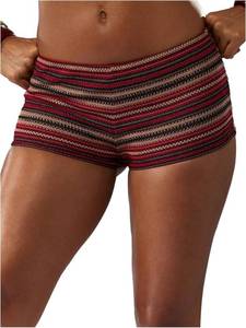 lot 26710 image: SOLY HUX Womens Knit Striped Micro Shorts Y2k Crochet Elastic Low Rise Color Block Beach Mini Shorts Size Medium