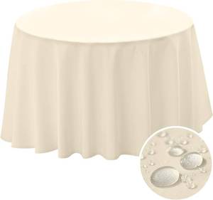 lot 26724 image: BYDOLL Table Cloth 48 Inch Round Tablecloth Fits Max38 Inch Diameter Table Top,Beige Polyester Washable Wrinkle-Free Spillproof Tablecloth for Party Patio Cover