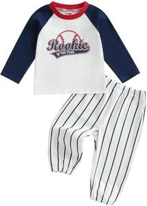 lot 26755 image: Baby Boys First Birthday Outfit Rookie of the Year Baseball Shirt and Striped Pants Set 1st Birthday Clothes 12-18 MONTHS