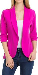 lot 26756 image: Womens 34 Ruched Sleeve Lightweight Work Office Blazer Jacket SIZE XXL