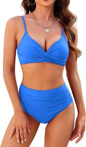 lot 26759 image: ZAFUL Women High Waisted Bikini Sets Two Piece Swimsuit Push Up Twist Front Ruched Bathing Suit SIZE M