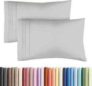 lot 26760 image: Queen Pillow Cases Set of 2 - Ultra Soft Hotel Quality Pillowcase Covers - Comfy, Cozy & Wrinkle Free - Shrinkage and Fade Resistant - Machine Washable Pillow Protectors - 2 Piece Set - French Grey