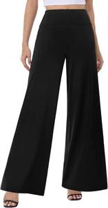 lot 26770 image: ZOOSIXX Wide Leg Palazzo Pants for Women - High Waist Casual Beach Lounge Pants Loose Flowy Pants Stretchy Trousers SIZE M