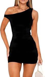 lot 26778 image: TiulZial Womens Sexy Off The Shoulder Mini Dresses Sleeveless Bodycon Club Party Going Out Summer Dress SIZE XS