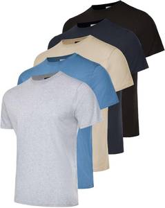lot 26787 image: Real Essentials 5 Pack Mens Cotton Casual T-Shirts Plain Jersey Shirts Fashion Tees SIZE L