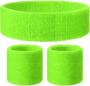 lot 26805 image: Knitgrip 3 Pack Neon Sweatbands Set 80s Wristband and Headband Color War Accessories Sports Sweatbands for Summer Ball Party