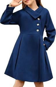 lot 26807 image: GRACE KARIN Girls Dress Coat Kids Wool Lapel Long Button Jackets Fall Winter Outerwear Peacoat with Pockets SIZE 6 YEARS