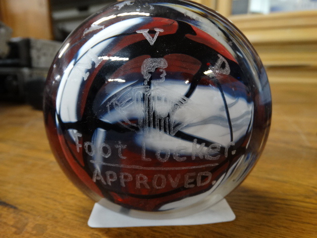 lot 1008 image: Blown glass paper weight- signed by artist