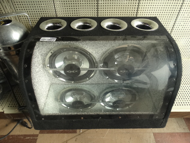 lot 1069 image: Dual lighted speaker box w 2 XXX 10 subwoofers