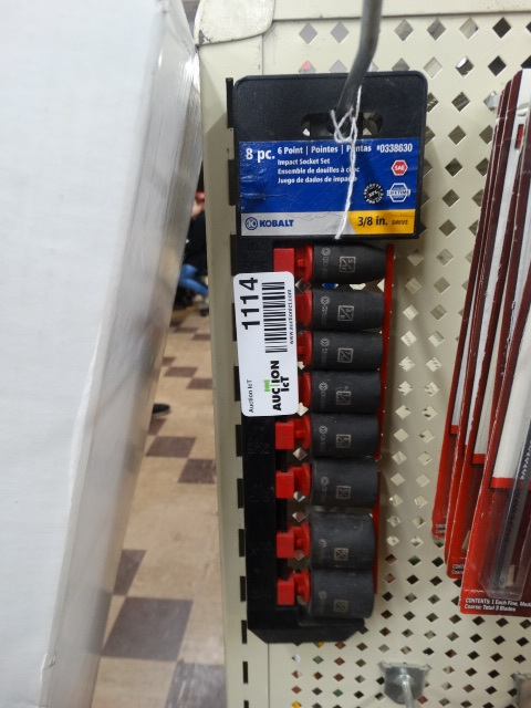 lot 1114 image: Kobalt 8 piece impact socket set