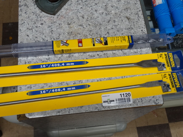 lot 1120 image: 2 Speedbor bits (1-12 in and 1-34 in) and 1 38 in installer bit