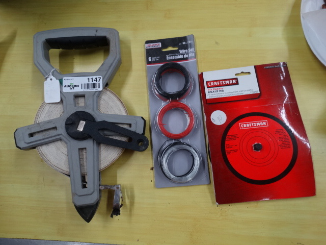 lot 1147 image: 100 ft fiber reel, 6-pack wire set and 6-in backup pad