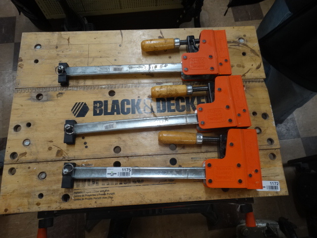 lot 1175 image: 3 jorgenson wood clamps