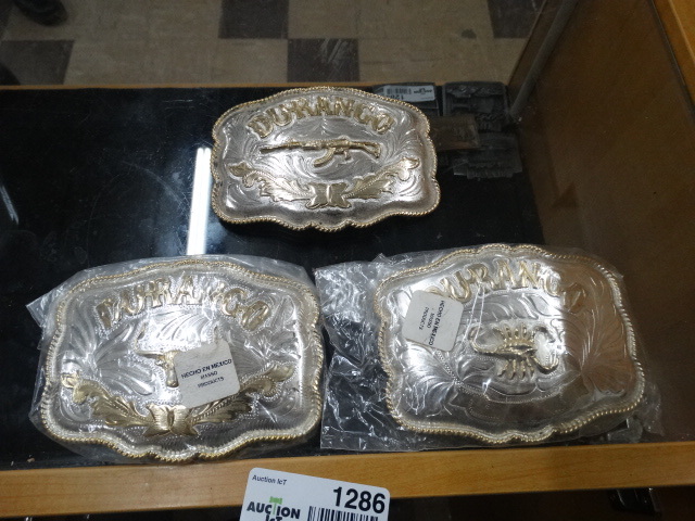 lot 1286 image: 3 Large Belt Buckles