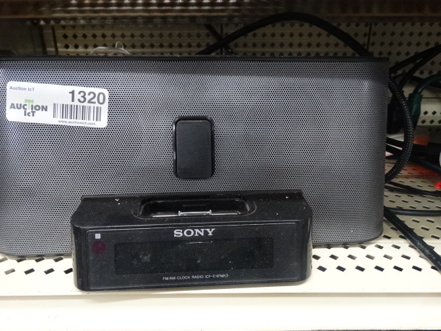 lot 1320 image: Sony am fm clock radio with docking station