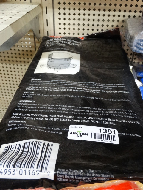 lot 1391 image: 3 packges of Craftsman wetdry vac filter bags