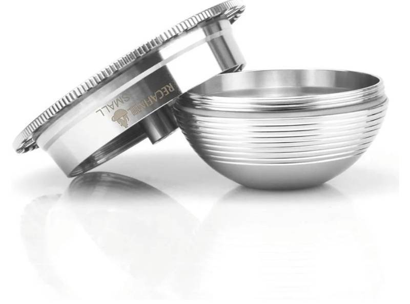 lot 63301 image: Stainless Steel Reusable Coffee Capsule, Metal Refillable Coffee Pod Brewing Espresso 70ML2.40Z(SMALL), Compatible with N-espresso Ver-tuoPlus XN903XN900  Vertuo-line GCA1ENV135ENV150 - Retail $21