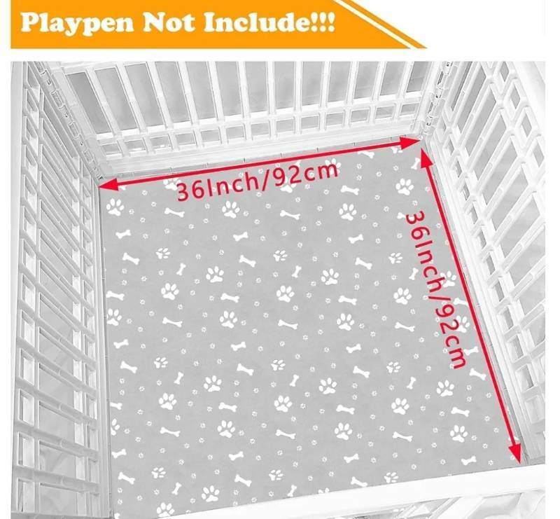 lot 63427 image: Dog Playpen Bottom Pad Fits for 36 Inch 4 Panels Exercise Pet Playpen, Dog Crate Pad Puppy Playpen Pad, Hoop and Loop Design (Note Playpen Not Included). -Gray - Retail $20