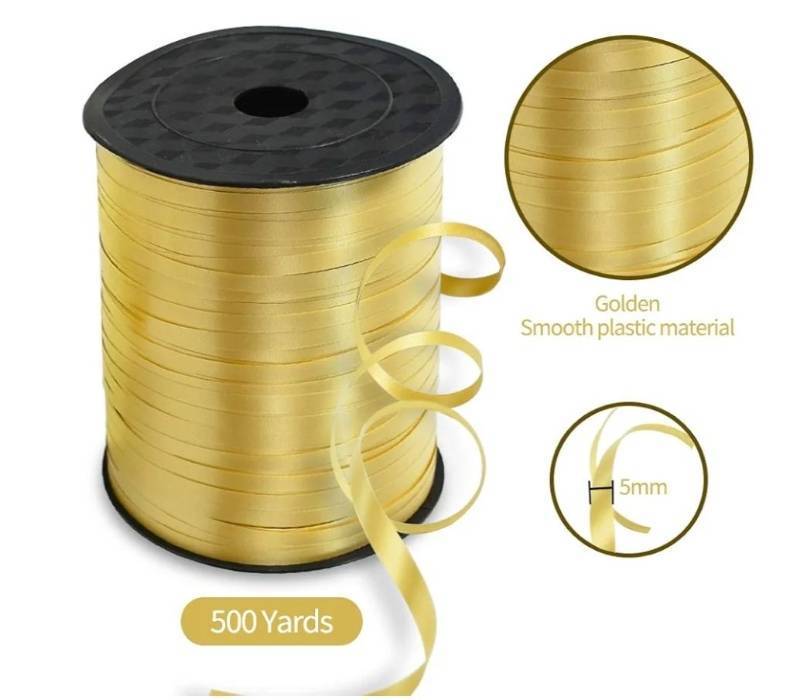 lot 63511 image: 500 Yards Curling Ribbon-Balloon Ribbon-Balloon String for Art&Craft Decor, Gift Wrapping, Ribbons and Bows for Graduation Christmas New Year Birthday Gifts Supplies (Gold) - Retail $6
