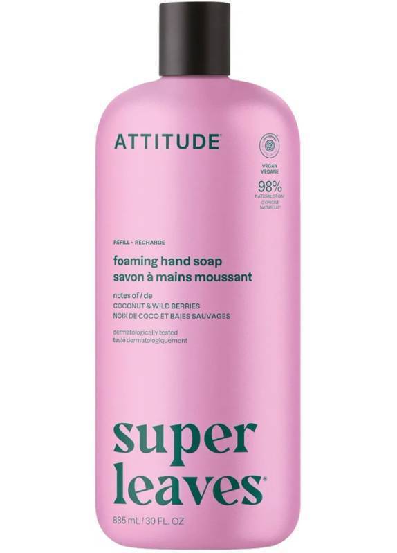lot 38043 image: Foaming Hand Soap Refill, EWG Verified, Natural & Plant-Based Hand Wash, Gentle & Moisturizing, Vegan, Coconut & Wild Berries Scent, 30 Fl Oz - Retail $15
