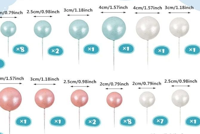 lot 27375 image: 45 PCS Cake Decoration Oh Baby Cake Topper Pearl Balls Cake Picks Star Cake Topper for Birthday Party Supplies - Retail $8