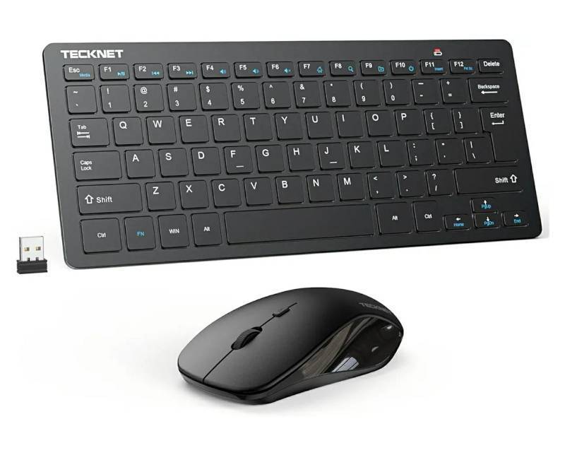 lot 58502 image: Wireless Keyboard and Mouse Combo, Mini Cordless Computer Keyboard and Mouse Set 2.4GHz, Silent Adjustable 1600 DPI, Quiet Click, Lag-Free. - Retail $22