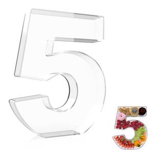 lot 38226 image: 13.8 Extra Large Acrylic Number Charcuterie Board Box, Reusable Fillable Number Cake Candy Dish Display Serving Tray for Birthday Anniversary Party Decoration (5) - Retail $30
