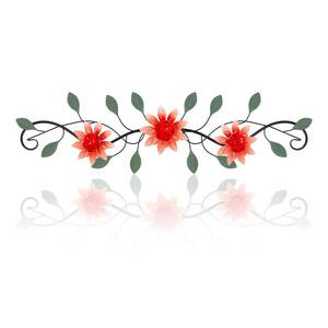 lot 38242 image: Metal Wall Art Modern Minimalist Metal Flowers Indoor Decor Horizontal Wall Art Iron Artwork for Over Door, Bedroom, Living Room, Kitchen, Office Scroll Decor(Red) - Retail $37