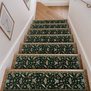 lot 38244 image: Insect Print Stair Treads Non Slip Stair Runners for Wooden Steps Indoor, 15PCS 8x30 Rubber Backing Carpet Treads for Wood Stairs Staircase Step Treads for Kids & Dogs, Stair Covers, Blacks - Retail $60