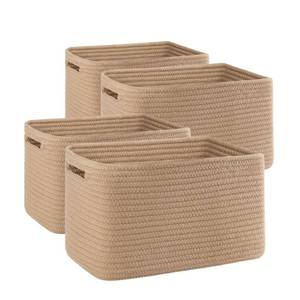 lot 38246 image: 4 Pack Storage Baskets for Organizing, Woven Baskets for Shelves - Perfect for Toys, Books, Towels, and Clothes, Durable Gift Basket Bins Toy Storage, 12.7L x9W x7.8H, Jute - Retail $34