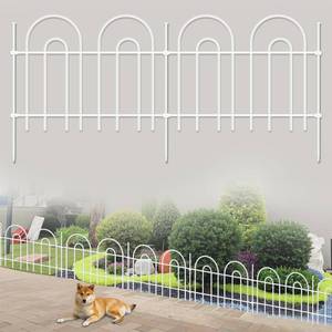 lot 38250 image: 45ft X 13in Animal Barrier Fence, 32 Panels No Dig Fence for Dogs Rabbit, Anti Digging Defense Barrier Garden Edging Border, Rustproof Metal Arched Decorative Garden Fencing for Outdoor, Yard, White - Retail $60