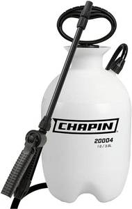 lot 38252 image: Chapin 20004 Pump Sprayer, 1-Gallon SureSpray Translucent Tank with an Easy Fill Funnel-Top Opening, Adjustable Cone Nozzle & 34 Long Reach Hose, Used for Fertilizer, Pesticides, Weeds & PestsDurable lightweight tank ideal for weed control - Retail $16