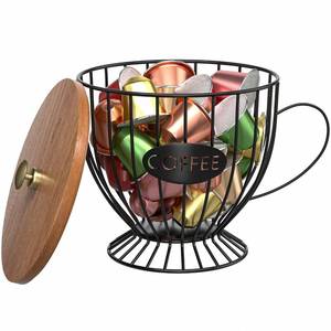 lot 38299 image: Coffee Pod Holder Large Capacity Black K Cup Holder Organizer for Counter - Coffee Bar Accessories Decor Station for Pods, Espresso, Capsules, Creamer(CC-Black) - Retail $19