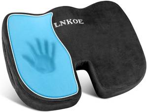 lot 38310 image: Gel Memory Foam Layer Wheelchair Cushion - Wheelchair Office Chair, Kitchen Chair, Car Seat - Pressure Pain and Tailbone Pain Relief - High Density Foam Base (Black) - Retail $14