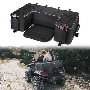 lot 38327 image: ATV Storage Bags, 55L ATV Rear Seat Storage Bag Water-Resistant Four Wheeler Gear Bag Back Seat with Built-In Frame, Removable Cushion for Passenger - Retail $59