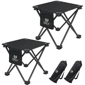 lot 38329 image: Camping Stool 2 Pack,13 Inch Portable Folding Stool for Outdoor Gardening and Beach Hiking Fishing, Foot Stool with Carry Bag (Black) - Retail $29