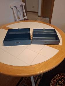lot 1032 image: Pair of Metal Cash Boxes with Combination Locks