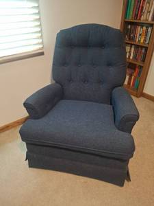 lot 1034 image: Blue Upholstered Swivel Rocker