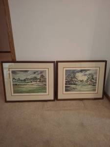 lot 1049 image: (2) Framed Wichita Crestview Country Club Landscape Prints - Signed and Numbered