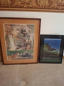 lot 1061 image: 2 Framed Decor Golf and Determination Landscape