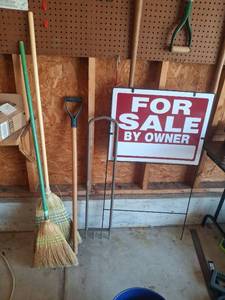 lot 1114 image: Brooms, Handle and Sign
