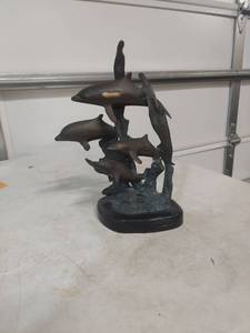 lot 2008 image: Bronze Dolphin Sculpture with Base