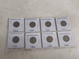 lot 2025 image: Card of 8 Buffalo Nickels