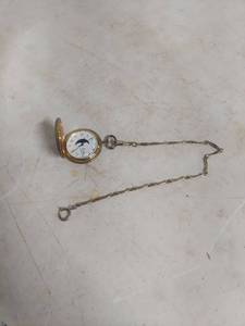 lot 2031 image: Colibri Pocket Watch with Moon Phase and Chain