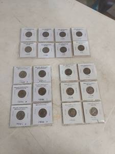 lot 2036 image: 3 Cards of Jefferson Nickels