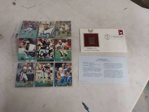lot 2046 image: First Day Issue Stamp  9 Topps Stadium Club Football Cards