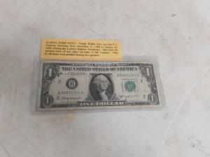 lot 2066 image: Scarce $1 One Dollar Bill Joseph W. Barr Signature Series 1963