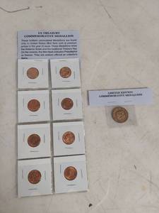 lot 2084 image: (8) US Treasury Commemorative Medallion Plus Limited Edition Proof Set Commemorative Medallion