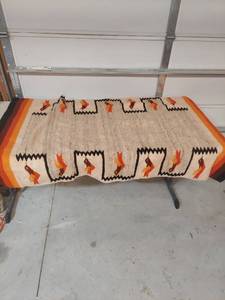 lot 1169 image: Woven Blanket with Geometric Bird Pattern